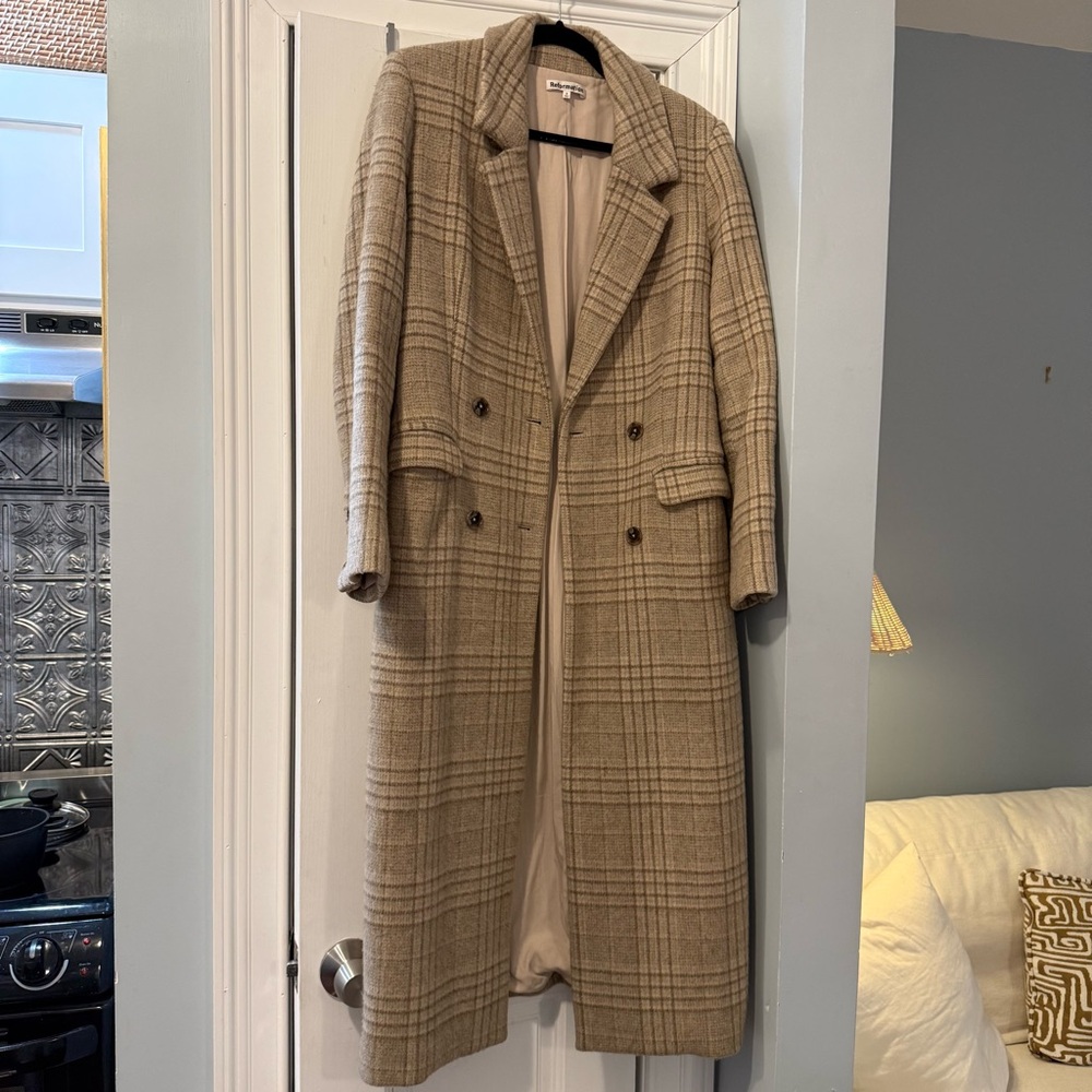 Reformation Plaid Baker Coat in Beige and Brown - Picture 4 of 6